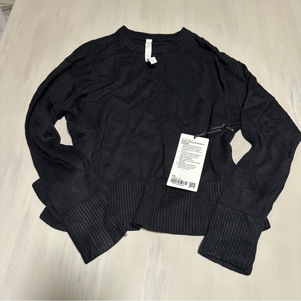 Lululemon Cashlu Boxy Crewneck Sweater (Black)